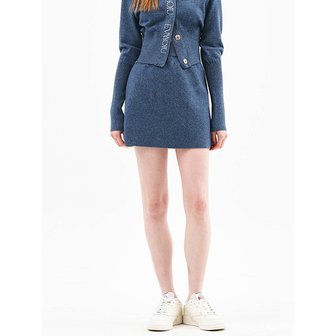 에브모우 WOOL FITTED KNIT MINI SKIRT_DARK BLUE