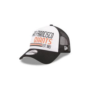 3767358 New Era Mens White/Black San Francisco Giants Stacked A-Frame Trucker 9FORTY Adjus