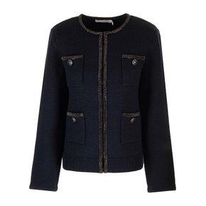 [해외배송] 셀프포트레이트 엠블리쉬 니트 자수 가디건 AW24 168C BL NAVY