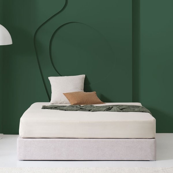 [숨결]꿀잠 무헤드 조야 아쿠아 패브릭 평상형 침대 프레임-K