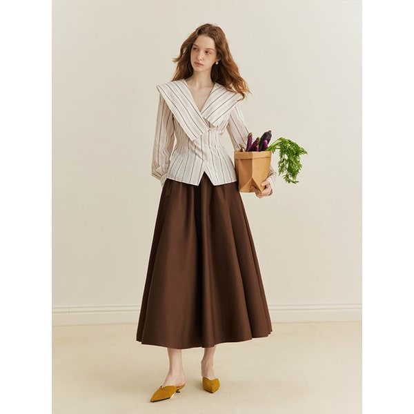 YY_V-neck striped blouse