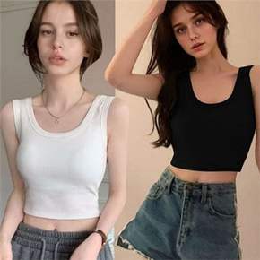 여성 크롭 나시 여성 무지 민소매 Slim핏 베이직 데일리 여름 상의 이