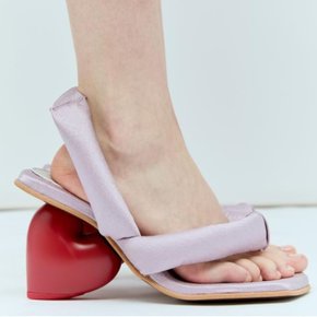 24 FW 유메 유메 Love Heel 러브 슬링백 벨벳 힐 샌들 LV0013 LILAC SILK  RED