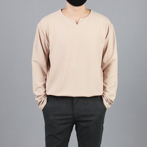 WCM 남자 심플 V포인트 무지 긴팔티