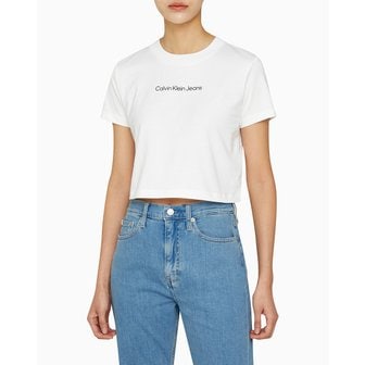 Calvin Klein Jeans [파주점] [캘빈클라인진]CK진여성 레귤러핏 크롭 로고 반팔 티셔츠(J224288-YAF)