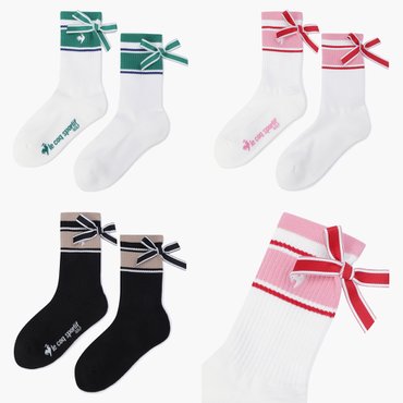 르꼬끄골프 25년  S/S   NEW 여성 스트라이프 리본 미들 삭스 /   GQ122LSO13