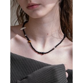 Black onyx and brown gemstone necklace