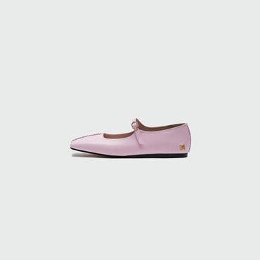 EENK YAYA Square Toe Stitched Panel Mary-Jane Flats - Light Pink