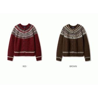 후아유 WHOAU 여성용 페어아일 가디건 Fair Isle Cardigan WHCKE4V22F