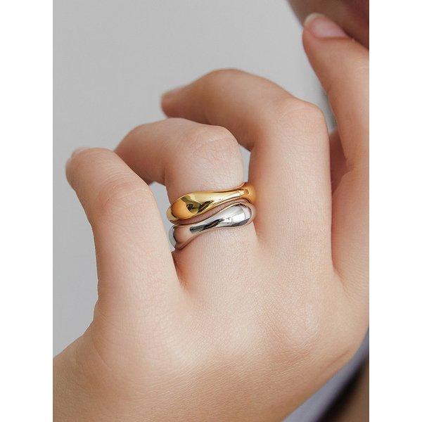 [2세트] 웨이브 레이어드 링 CR0471