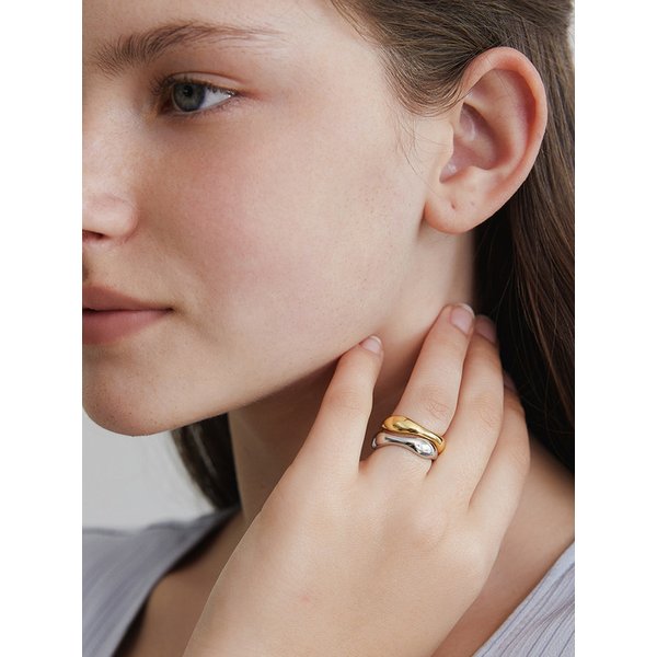 [2세트] 웨이브 레이어드 링 CR0471