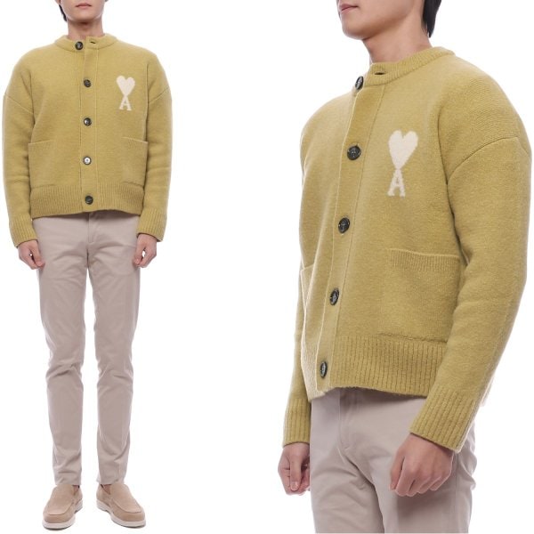 [부산점] 25FW 남성 하트 로고 알파카 혼방 가디건 (UKC366 KN0135 3993 M 25F)