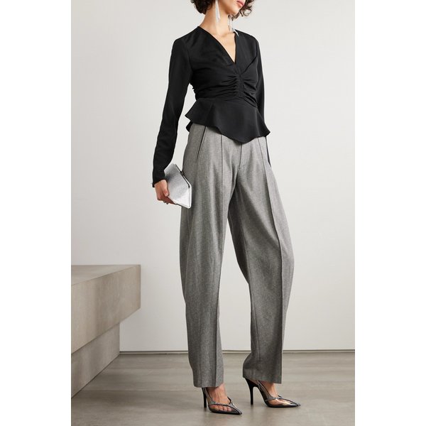 툰드라 개더 크레이프 드 신 블라우스 블랙 1647597325950519