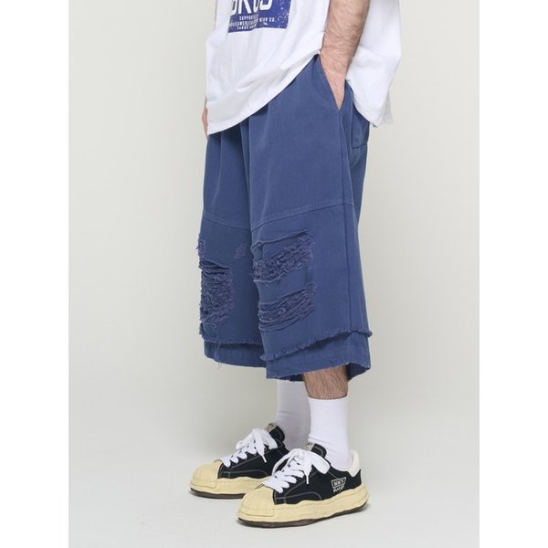 BERMUDA DESTROYED PANTS (BLUE)