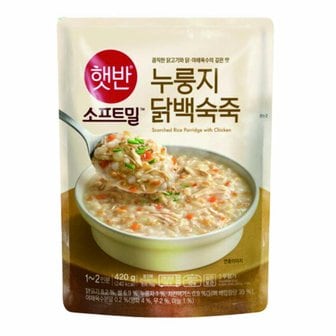 CJ제일제당 햇반 소프트밀 누룽지 닭백숙죽 420g 6개