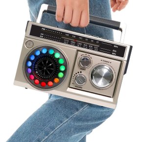 에디토 레트로 아날로그 디스코 라디오 LED 골드 손전등 FM AM 블루투스 스피커 CRF-30B