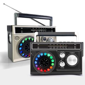 에디토 레트로 아날로그 디스코 라디오 LED 골드 손전등 FM AM 블루투스 스피커 CRF-30B