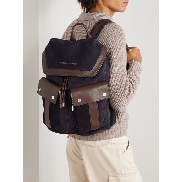 브루넬로쿠치넬리 가죽 트리밍 스웨이드 백팩 46376663162948134