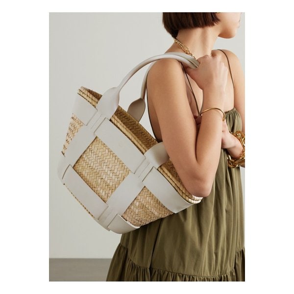 드멜리어 산토리니 가죽 트리밍 라피아 토트 뉴트럴 1647597332020595