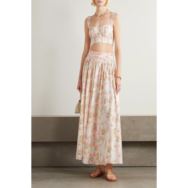 엠포리오 시레누세 옴브레타 플리츠 플로럴 코튼 포플린 미디 스커트 46376663162982041