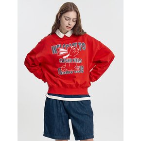 Welcome Rabbit Loose Fit Sweatshirt_Red