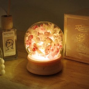 핑크 오르골 멜로디 수국 돔 LED 무드등-pink melody hydrangea dome LED