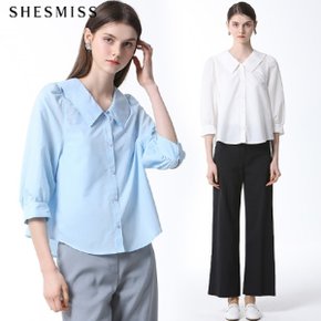 [쉬즈미스(SHESMISS)] 와이드카라 퍼프소매 셔츠