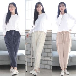 기모 앞주머니 카고 팬츠 데일리 밴딩 골지 트레이닝바지 고무줄바지_P349327825