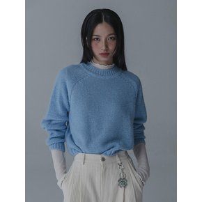 ALPACA SADDLE ROUND NECK KNIT_BLUE