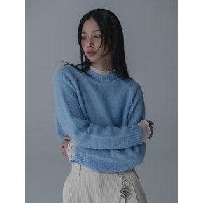 ALPACA SADDLE ROUND NECK KNIT_BLUE