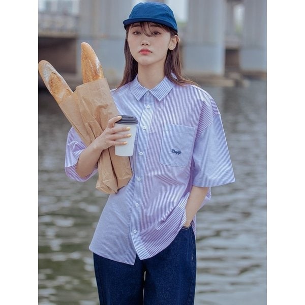스트라이프 옥스포드 셔츠 (라이트 블루)