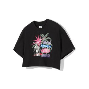 CBDUWTS013BK 우먼 SUNSHINE PARADISE 크롭 반팔 티셔츠 블랙 4083305