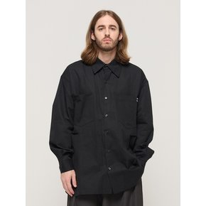OXFORD LINE TWO-POCKET OVERSHIRT (BLACK)