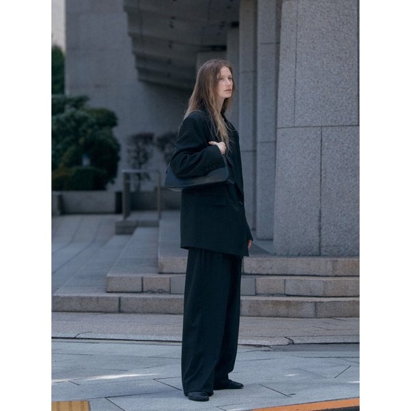 SI 울 블렌드 오버 핏 더블 블레이저 셋업_Black