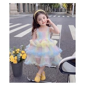 아동 여아 프릴 캉캉 튜튜 민소매 원피스