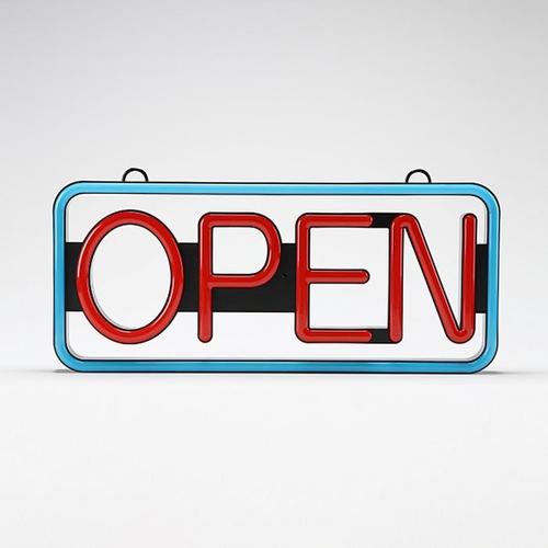 KC 네온사인 OPEN 오픈 레드블루 리모컨 영업중 실내 간판 조명 카페 주점(1)