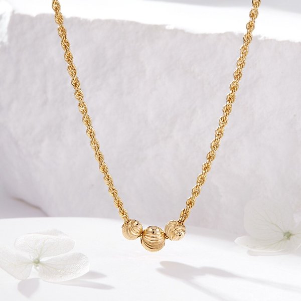 [비앤비골드] 18K 라운딩 컷팅볼 이태리 체인 목걸이 JNN42164