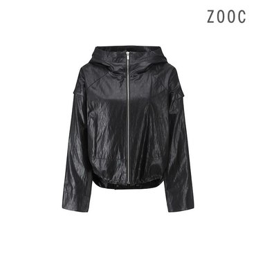 ZOOC 루즈핏 페이크레더 후드 점퍼 BK_V244PSJ952