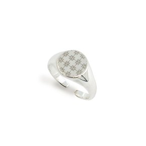 Uni_Pattern Bold Flat Round Silver Ring [Silver]