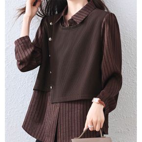 사선버튼레이어드 셔츠블라우스 79B263_P404733479