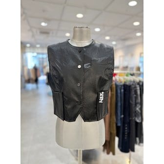 에고이스트 [부산점] 페이크 레더 라운드 카라 크롭 베스트 ES1JF100