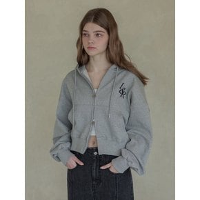 Lossy Big Logo Crop Hood Zip-up  Gray