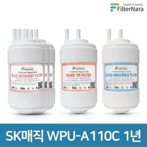 SK매직 WPU-A110C 고품질 정수기 호환 필터 1년 세트