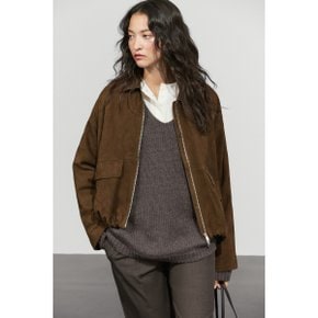 오버사이즈 스웨이드 레더 봄버 자켓 04752752700