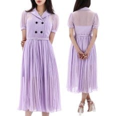 국내배송 23FW 셀프포트레이트 라일락 쉬폰 미디 원피스 여성 PF23077ML PURPLE