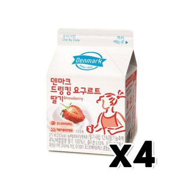  덴마크 드링킹 요구르트 딸기 팩음료 275ml x 4개