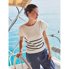 MARINE CAP SLEEVE KNIT (2COLOR)
