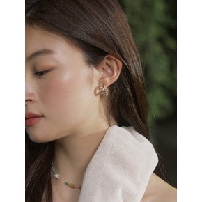 Acrylic gold line ring earring - 2color