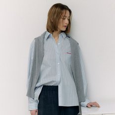 로라로라 LACE STRIPE SHIRT BLUE