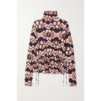 울라존슨 니나 개더 프린트 스트레치 저지 터틀넥 탑 멀티컬러 1647597313996317